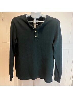 GOODFELLOW & CO Men's Green Long Sleeve Henley Shirt Size M
